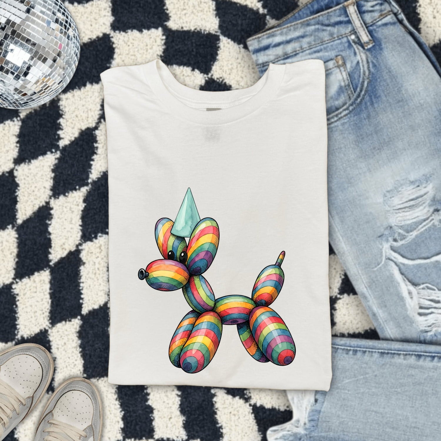 Balloon Pet Shirt Cute Event Gift Women Vibrant Tee Balloon Animal T-Shirt Adorable Fan Colorful Tshirt Party Graphic Fanciful Party Cap