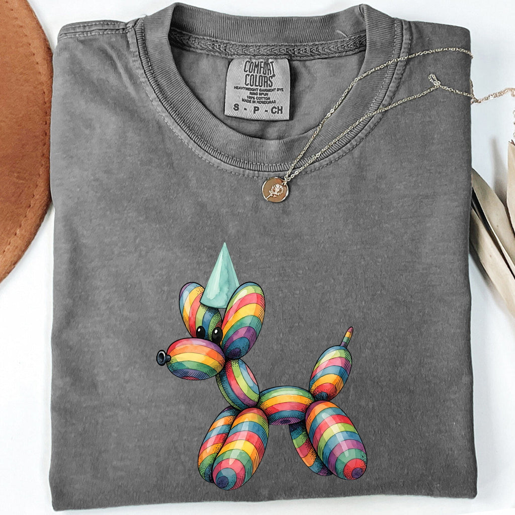 Balloon Pet Shirt Cute Event Gift Women Vibrant Tee Balloon Animal T-Shirt Adorable Fan Colorful Tshirt Party Graphic Fanciful Party Cap