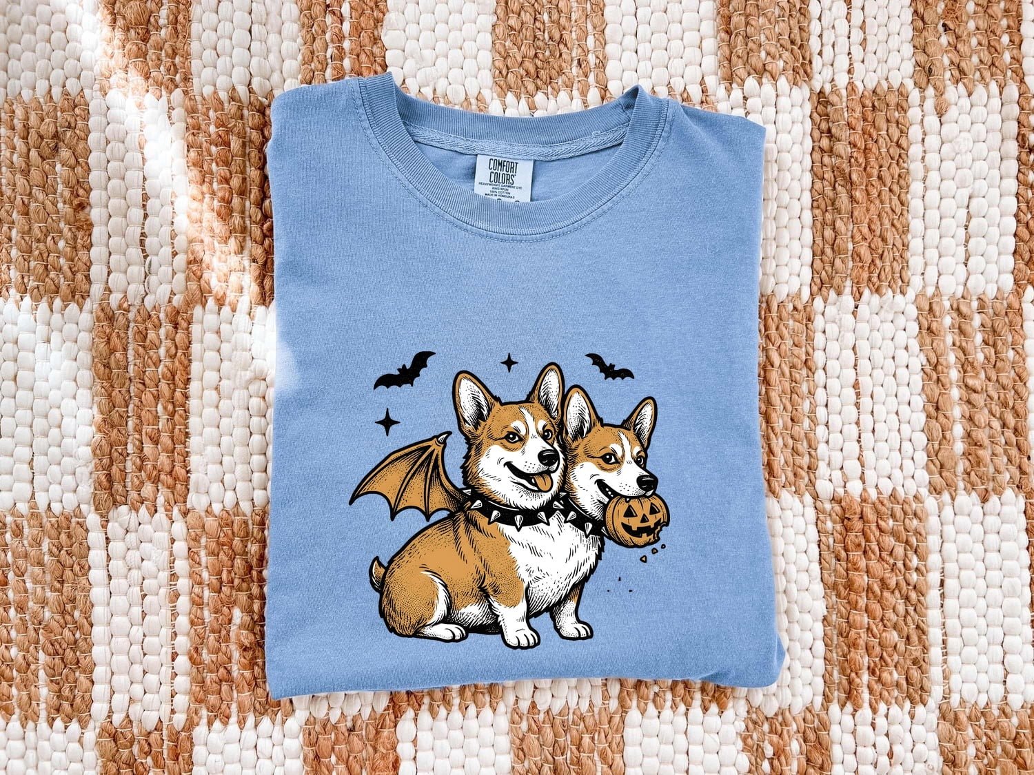 Corgi Pet Shirt Halloween Animal Gift Women Line Art Tee Dog T-Shirt Horror Fan Illustration Graphic Tshirt Cartoon Gourd Tshirt