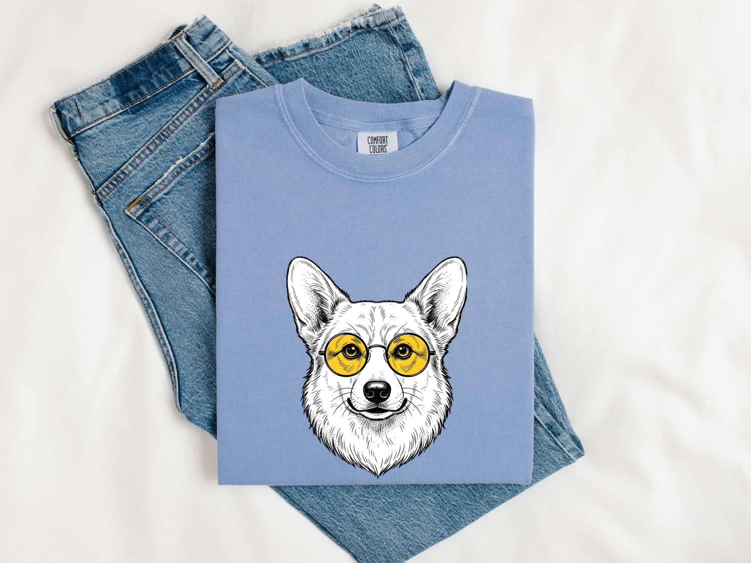 Corgi Pet Shirt Dog Pets Gift Women Cartoon Tee Dog T-Shirt Dog Fan Toon Tshirt Animal Graphic Abstract Puppy Ears Tshirt