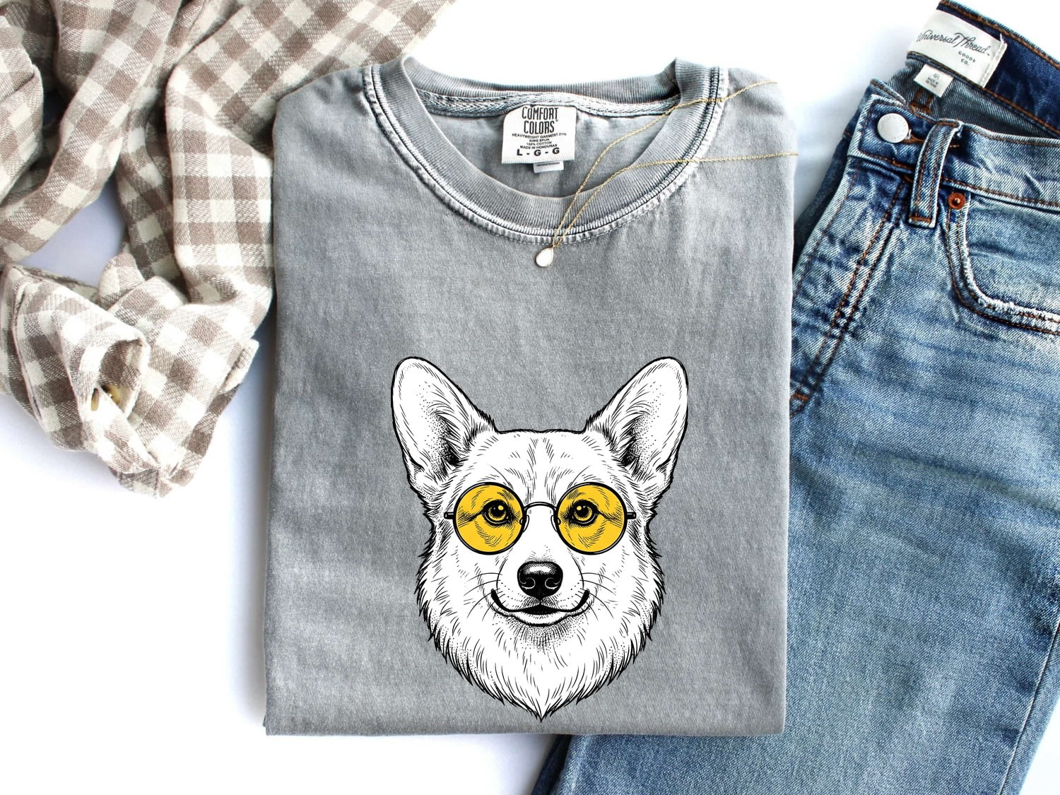 Corgi Pet Shirt Dog Pets Gift Women Cartoon Tee Dog T-Shirt Dog Fan Toon Tshirt Animal Graphic Abstract Puppy Ears Tshirt