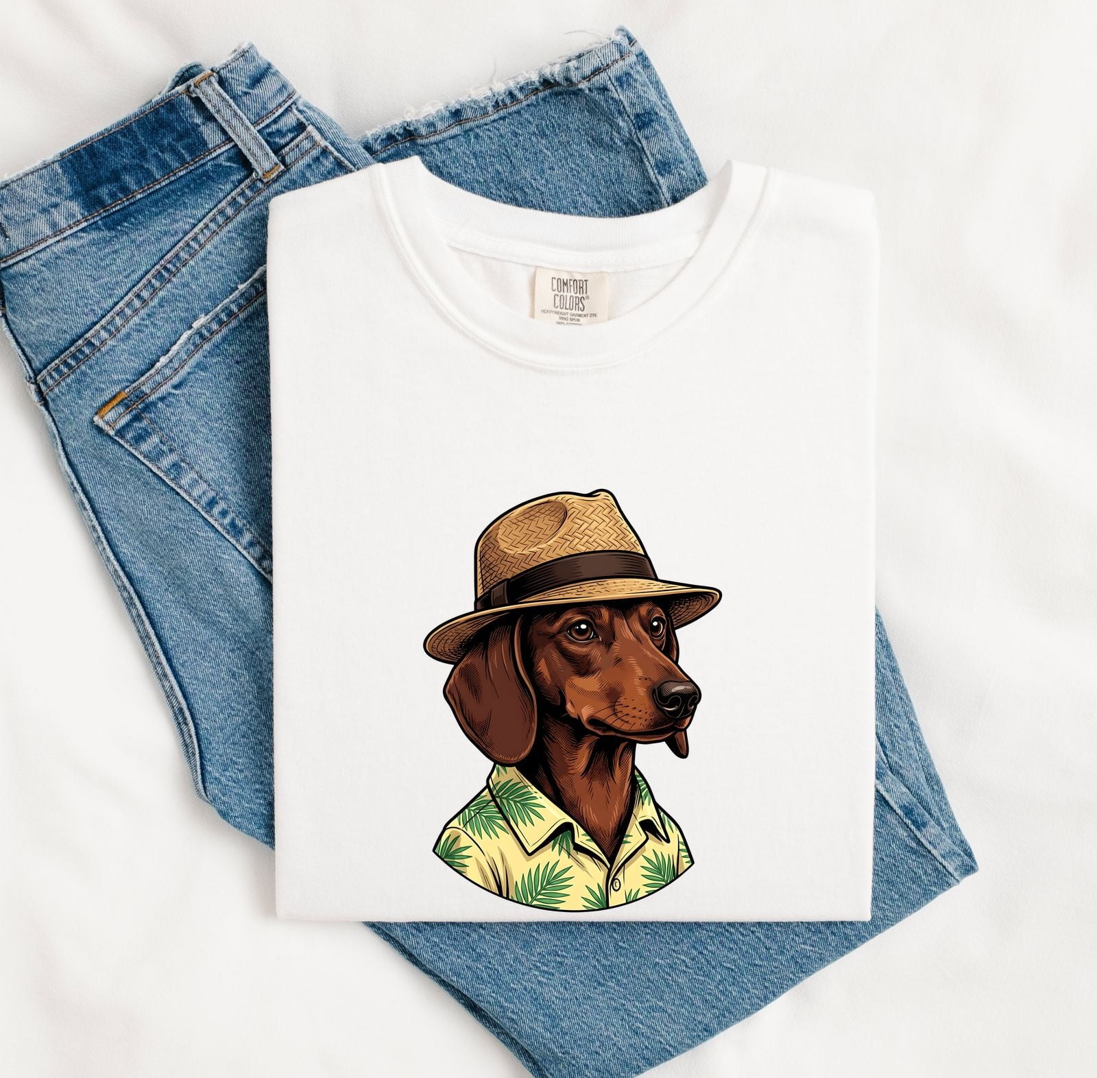 Dachshund Pet Shirt Dog Travel Gift Women Vector Tee Wiener Dog T-Shirt Dog Fan Digital Graphic Travel Illustration Hand Drawn Beach Hat