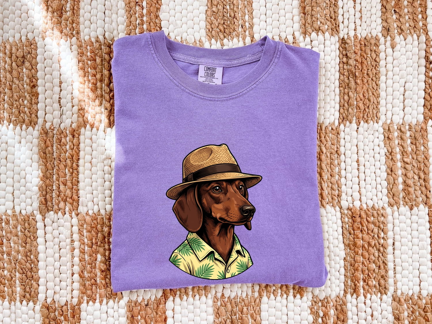 Dachshund Pet Shirt Dog Travel Gift Women Vector Tee Wiener Dog T-Shirt Dog Fan Digital Graphic Travel Illustration Hand Drawn Beach Hat