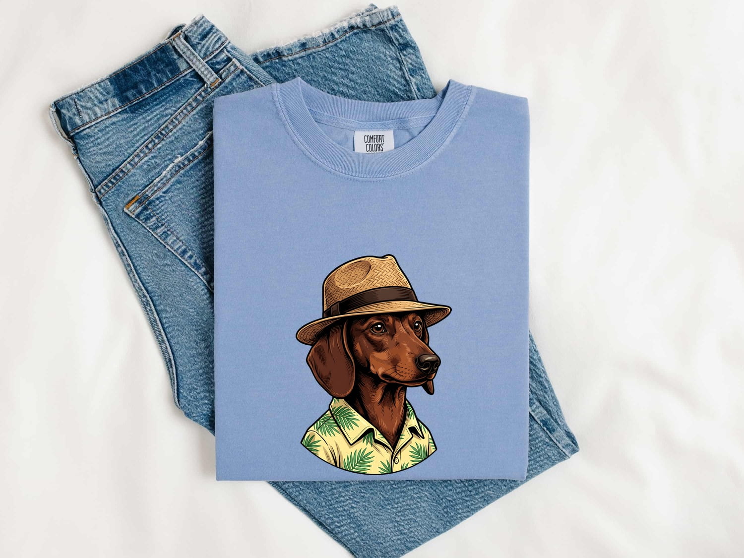 Dachshund Pet Shirt Dog Travel Gift Women Vector Tee Wiener Dog T-Shirt Dog Fan Digital Graphic Travel Illustration Hand Drawn Beach Hat