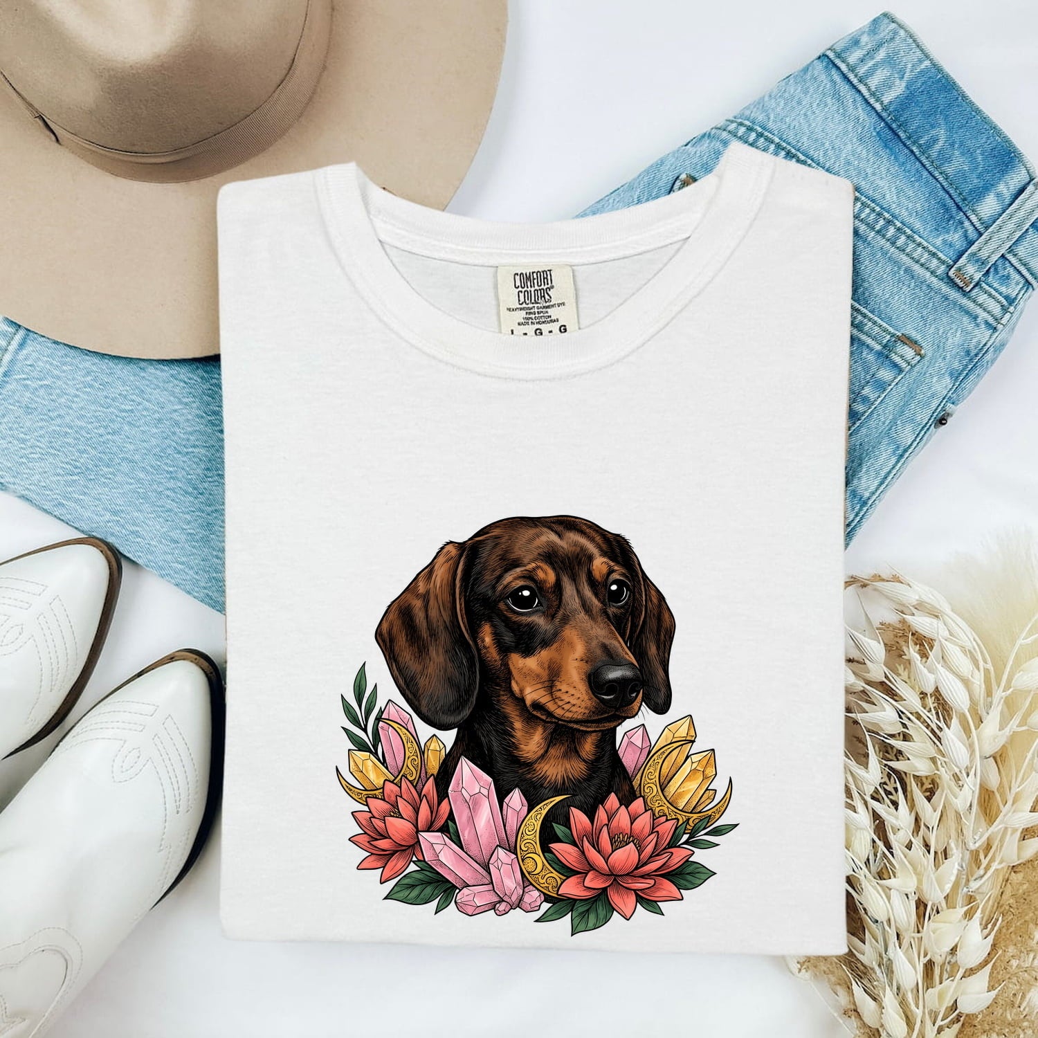 Dachshund Pet Shirt Dog Garden Gift Women Bohemian Tee Wiener Dog T-Shirt Dog Fan Puppy Tshirt Yard Graphic Old-Fashioned Minerals Tshirt