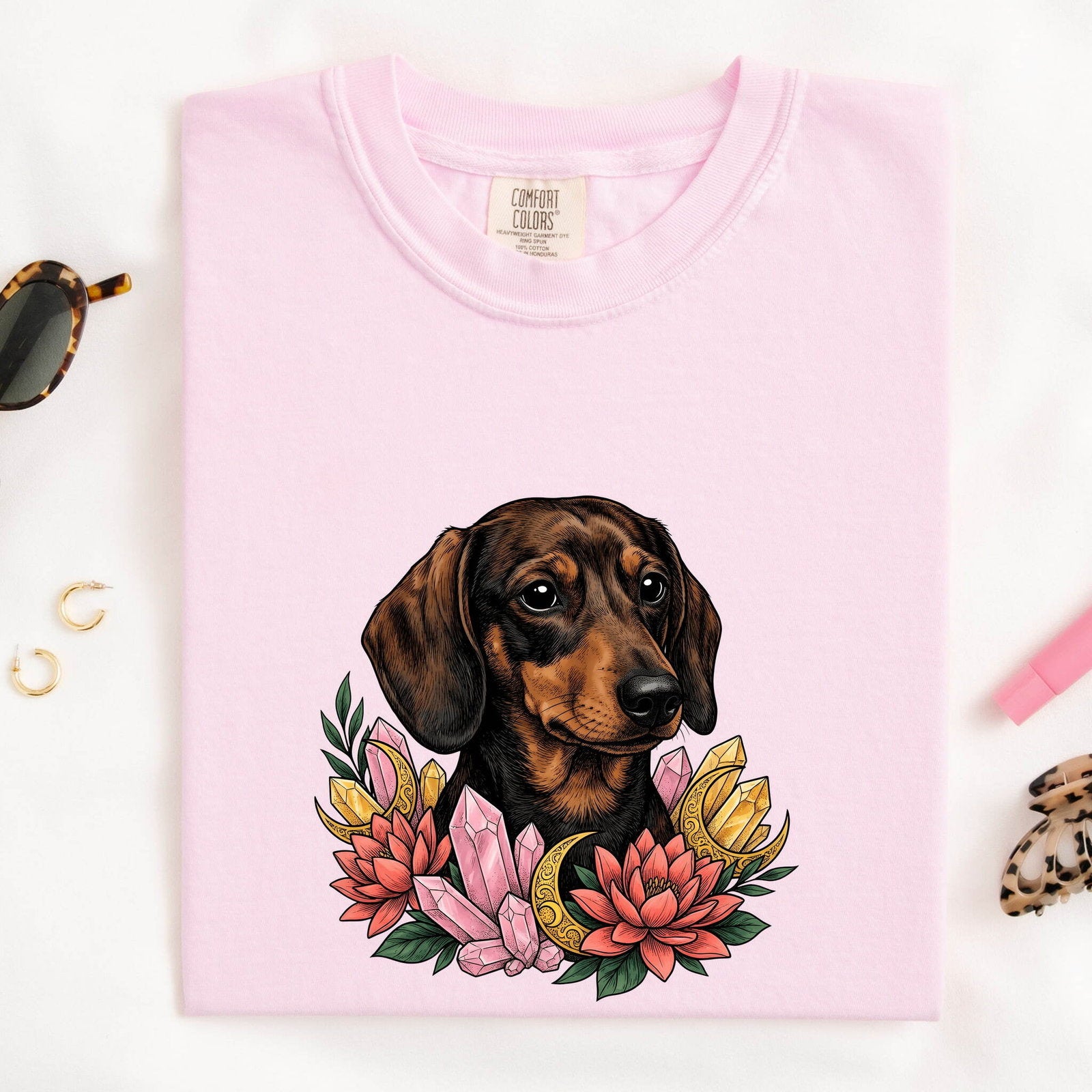 Dachshund Pet Shirt Dog Garden Gift Women Bohemian Tee Wiener Dog T-Shirt Dog Fan Puppy Tshirt Yard Graphic Old-Fashioned Minerals Tshirt