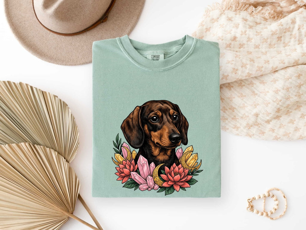 Dachshund Pet Shirt Dog Garden Gift Women Bohemian Tee Wiener Dog T-Shirt Dog Fan Puppy Tshirt Yard Graphic Old-Fashioned Minerals Tshirt