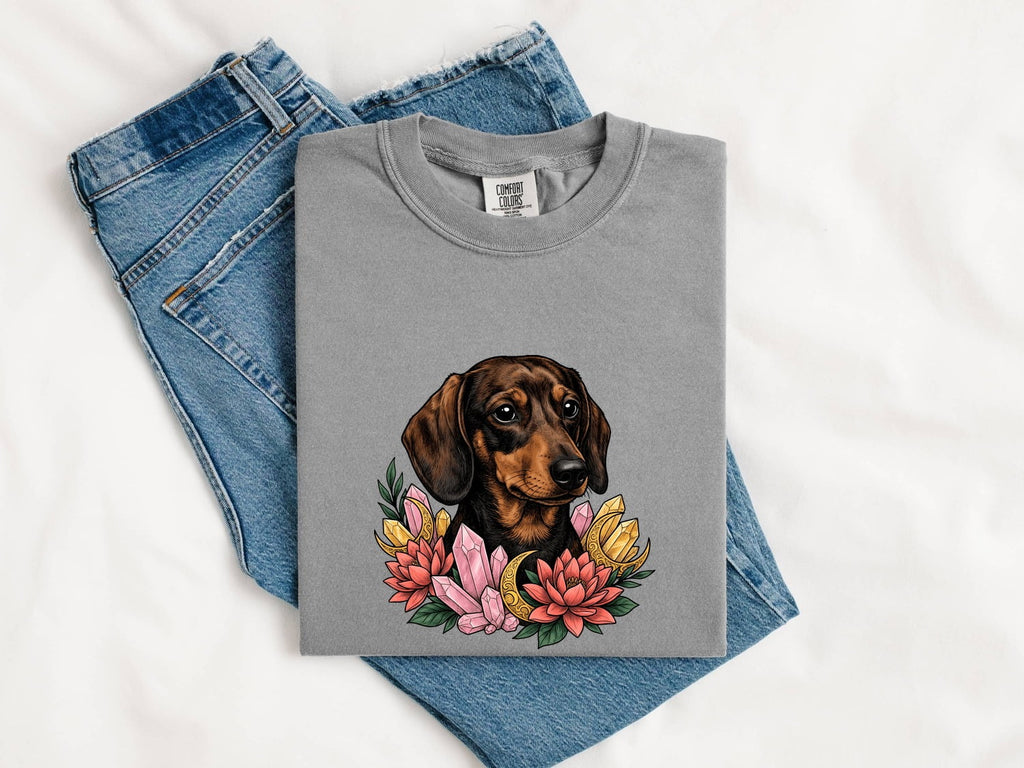 Dachshund Pet Shirt Dog Garden Gift Women Bohemian Tee Wiener Dog T-Shirt Dog Fan Puppy Tshirt Yard Graphic Old-Fashioned Minerals Tshirt