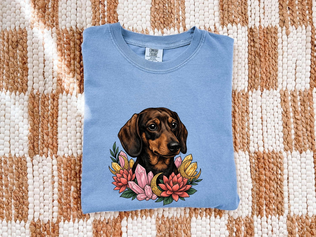 Dachshund Pet Shirt Dog Garden Gift Women Bohemian Tee Wiener Dog T-Shirt Dog Fan Puppy Tshirt Yard Graphic Old-Fashioned Minerals Tshirt