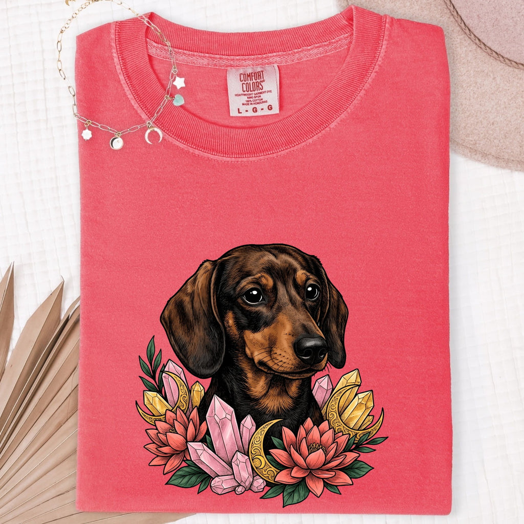 Dachshund Pet Shirt Dog Garden Gift Women Bohemian Tee Wiener Dog T-Shirt Dog Fan Puppy Tshirt Yard Graphic Old-Fashioned Minerals Tshirt