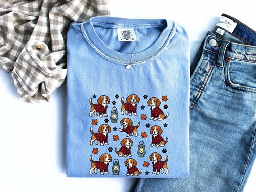 Beagle Pet Shirt Dog Harvest Gift Women Animated Tee Hound T-Shirt Dog Fan Cartoon Tshirt Autumn Graphic Classic Checkered Shirt Tshirt