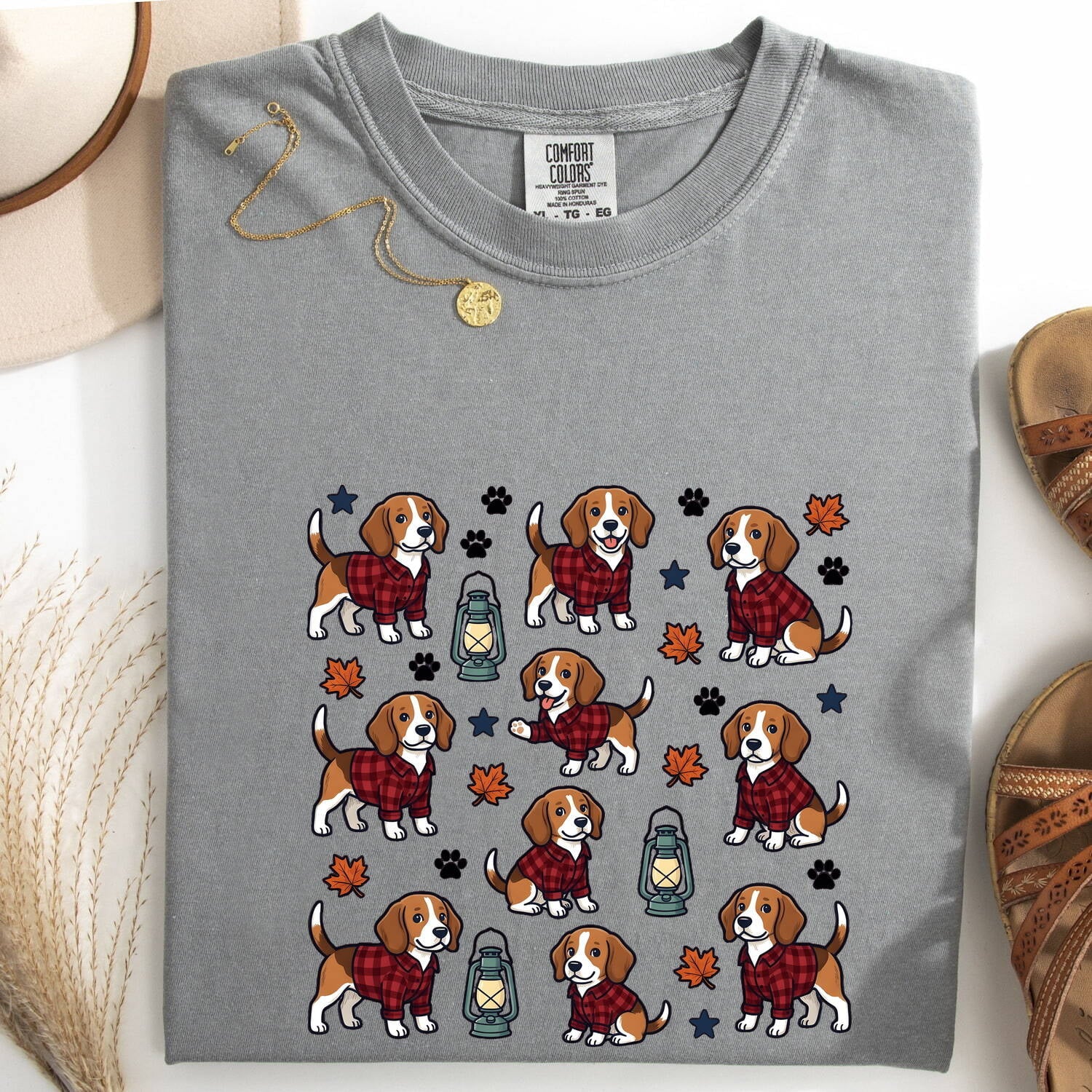 Beagle Pet Shirt Dog Harvest Gift Women Animated Tee Hound T-Shirt Dog Fan Cartoon Tshirt Autumn Graphic Classic Checkered Shirt Tshirt