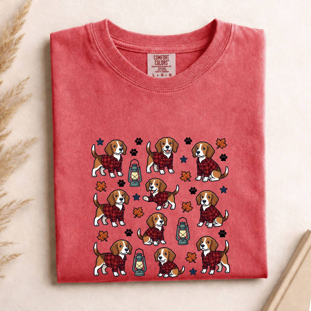 Beagle Pet Shirt Dog Harvest Gift Women Animated Tee Hound T-Shirt Dog Fan Cartoon Tshirt Autumn Graphic Classic Checkered Shirt Tshirt