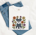 Schnauzer Pet Shirt Dog Botanical Gift Women Animated Tee Dog T-Shirt Dog Fan Cartoon Tshirt Floral Graphic Doodle Floral Bouquet Tshirt