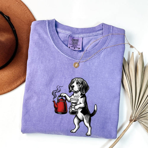 Beagle Pet Shirt Dog Latte Gift Women Classic Tee Hound T-Shirt Dog Fan Puppy Tshirt Coffee Graphic Line Art Coffee Cup Tshirt