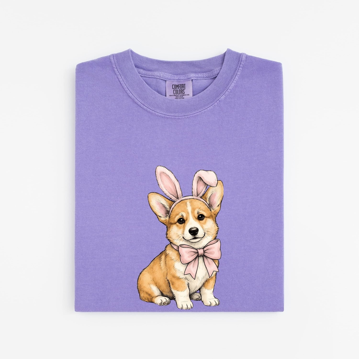 Corgi Pet Shirt Easter Animal Gift Women Cartoon Tee Puppy T-Shirt Spring Fan Dog Graphic Illustration Line Art Bunny Headband Tshirt