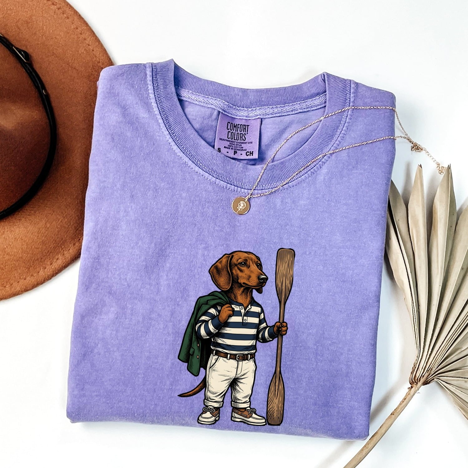 Dachshund Pet Shirt Dog Hiking Gift Women Distressed Tee Wiener Dog T-Shirt Dog Fan Vintage Tshirt Trekking Graphic Ink Drawing Canoe Paddle