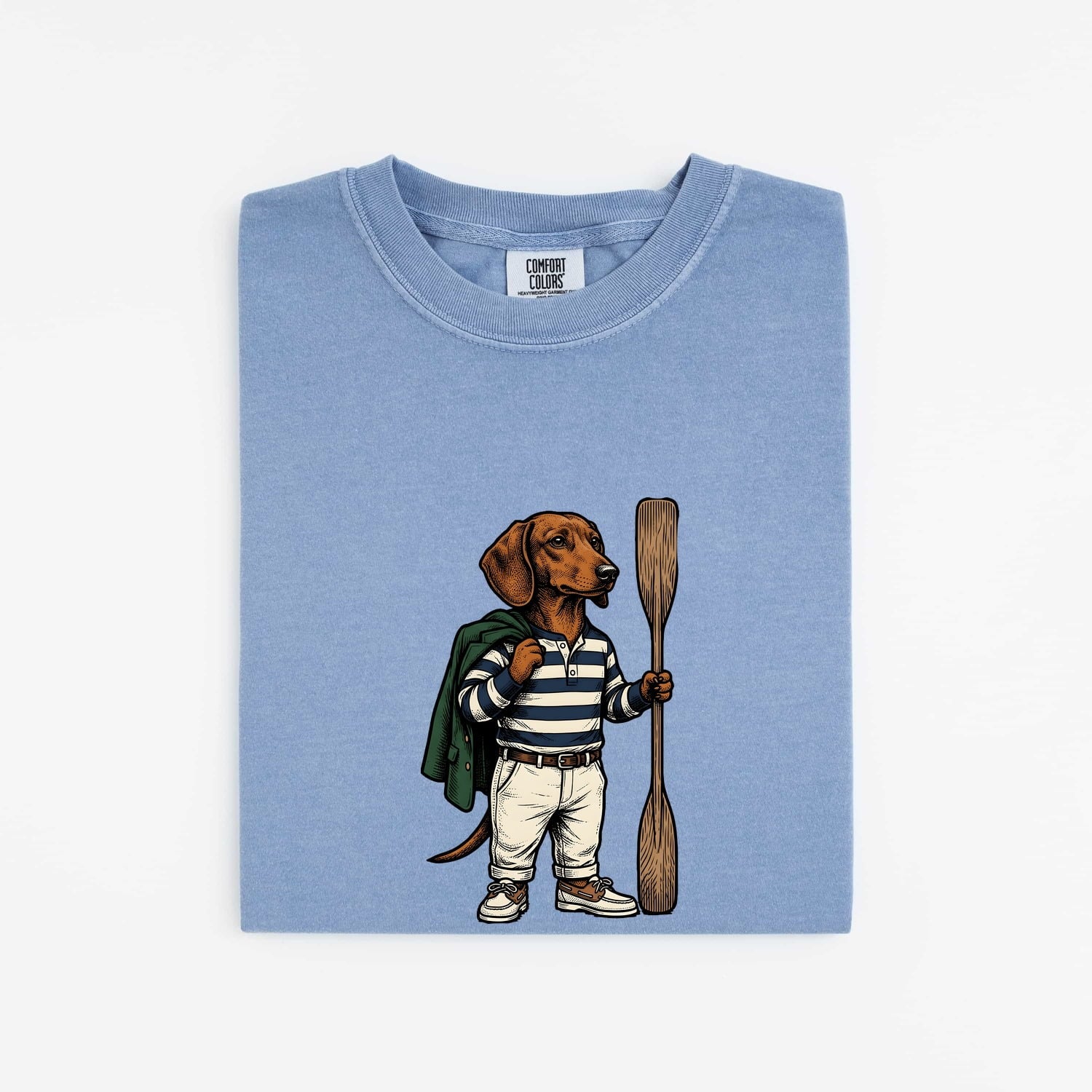 Dachshund Pet Shirt Dog Hiking Gift Women Distressed Tee Wiener Dog T-Shirt Dog Fan Vintage Tshirt Trekking Graphic Ink Drawing Canoe Paddle
