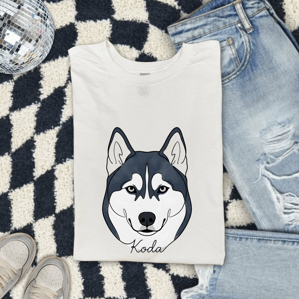 Husky Pet Shirt Dog Companions Gift Women Cartoon Tee Siberian Husky T-Shirt Dog Fan Husky Tshirt Companion Graphic Clean Engraved Name