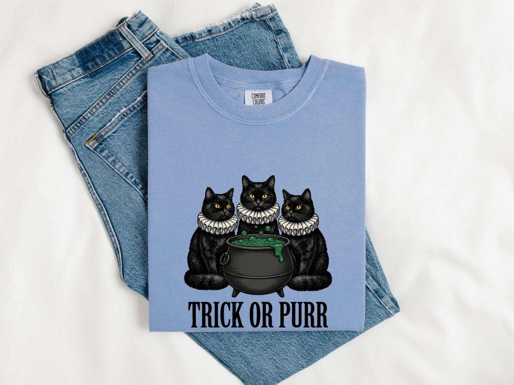 Black Cat Shirt Halloween Pet Owner Gift Women Retro Tee Cat T-Shirt Horror Fan Vintage Tshirt Dog Graphic Dark Witch Cauldron Tshirt