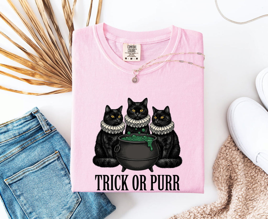 Black Cat Shirt Halloween Pet Owner Gift Women Retro Tee Cat T-Shirt Horror Fan Vintage Tshirt Dog Graphic Dark Witch Cauldron Tshirt