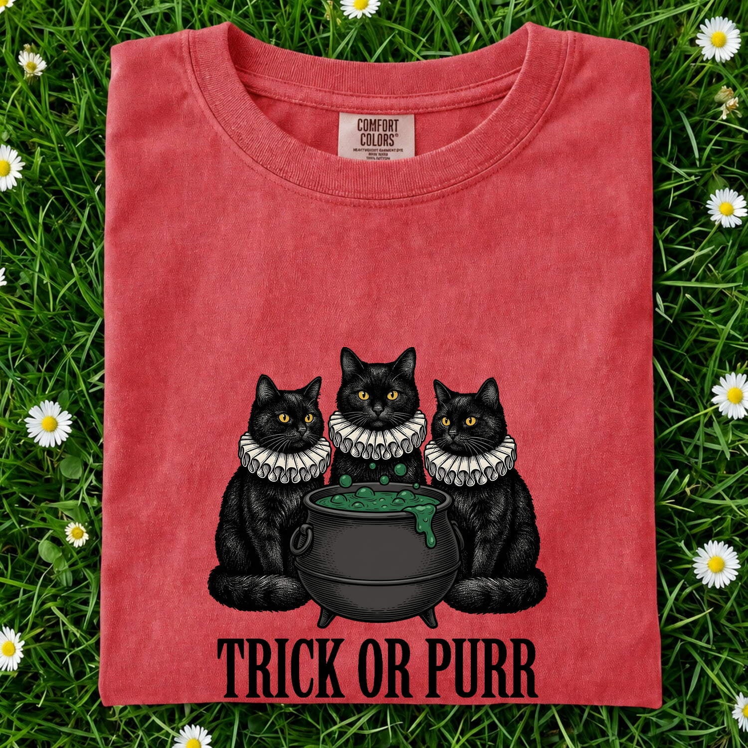 Black Cat Shirt Halloween Pet Owner Gift Women Retro Tee Cat T-Shirt Horror Fan Vintage Tshirt Dog Graphic Dark Witch Cauldron Tshirt