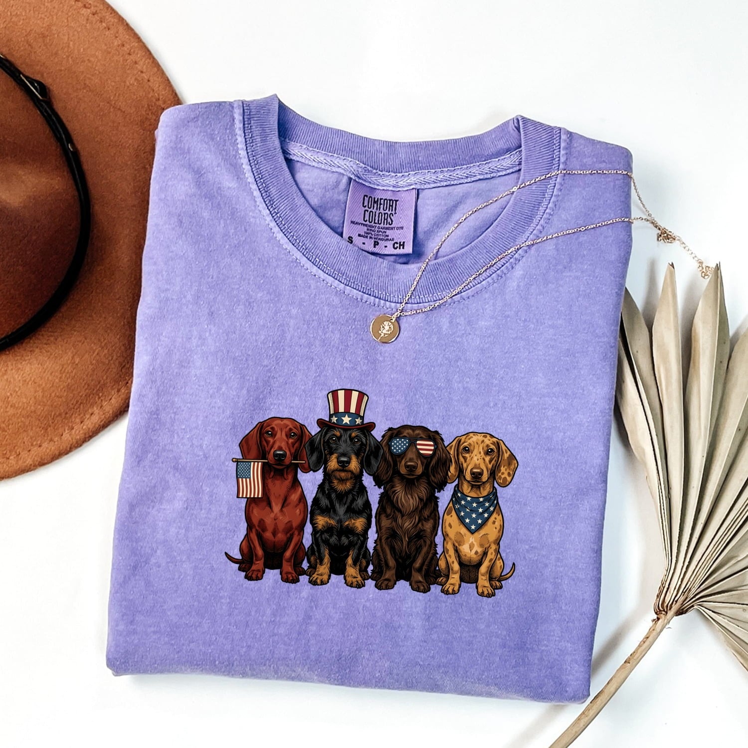 Miniature Dachshunds Shirt America Pet Supplies Gift Women Old School Tee Wiener Dog T-Shirt Patriot Fan Vintage Tshirt Dog Accessories