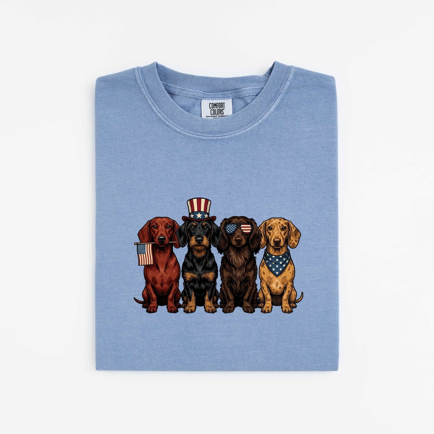Miniature Dachshunds Shirt America Pet Supplies Gift Women Old School Tee Wiener Dog T-Shirt Patriot Fan Vintage Tshirt Dog Accessories