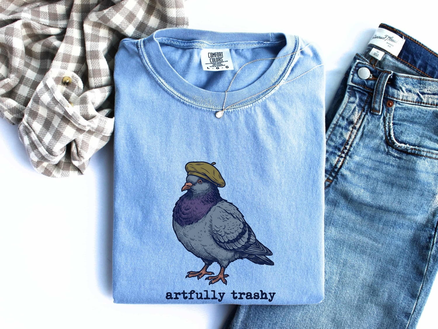 Dove Beret Shirt Cute Pet Gift Women Sketch Tee Beret T-Shirt Adorable Fan Drawing Graphic Retro Cap Tshirt