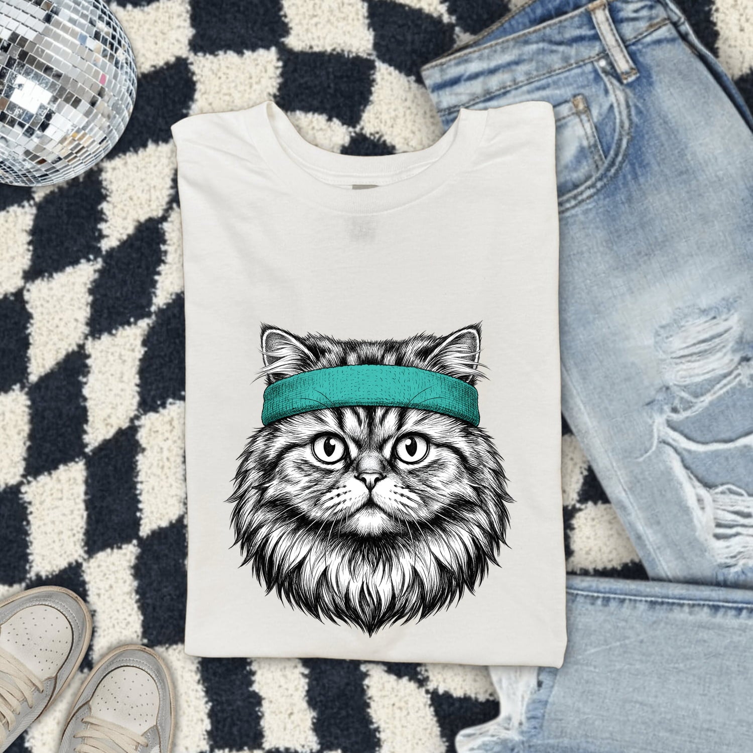 Tabby Cat Shirt Cat Pet Gift Women Hand Drawn Tee Kitty T-Shirt Cat Fan Feline Tshirt Animal Graphic Vintage Headband Tshirt