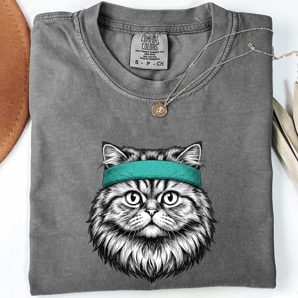 Tabby Cat Shirt Cat Pet Gift Women Hand Drawn Tee Kitty T-Shirt Cat Fan Feline Tshirt Animal Graphic Vintage Headband Tshirt