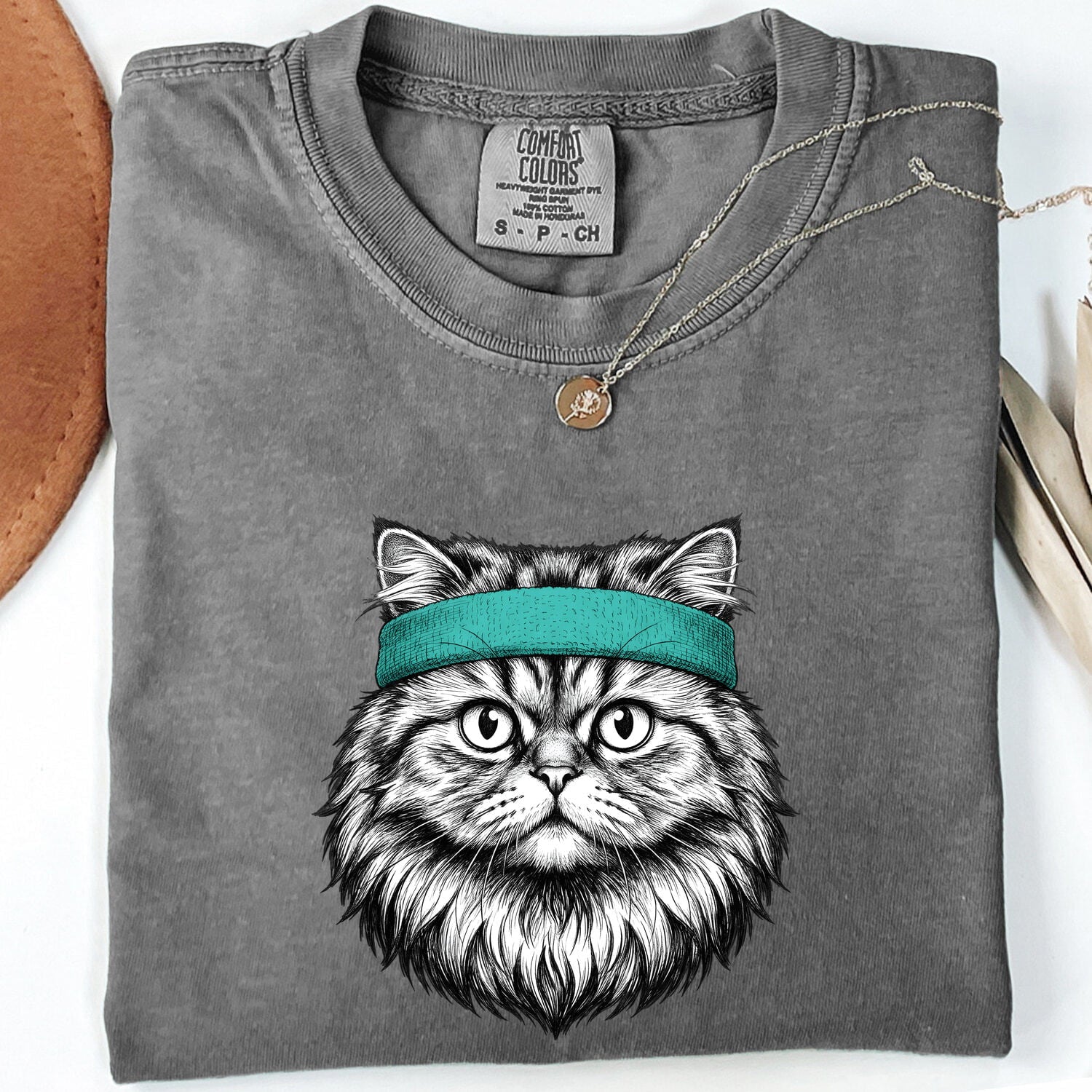 Tabby Cat Shirt Cat Pet Gift Women Hand Drawn Tee Kitty T-Shirt Cat Fan Feline Tshirt Animal Graphic Vintage Headband Tshirt