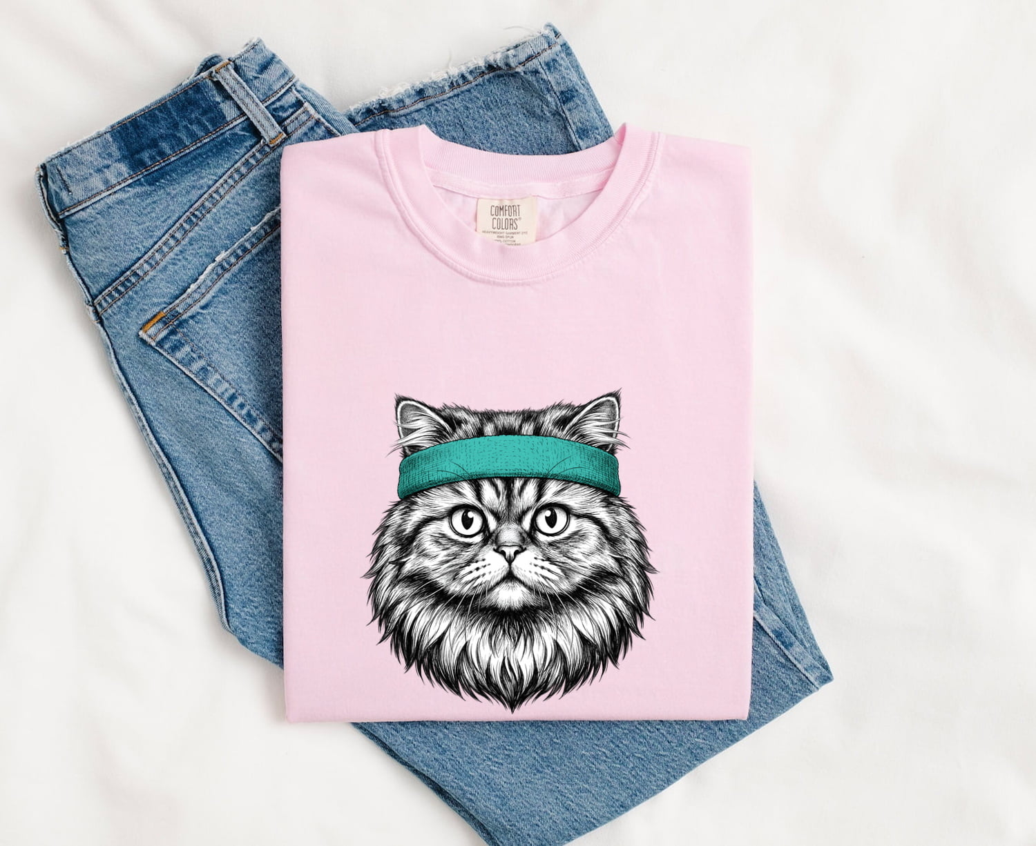 Tabby Cat Shirt Cat Pet Gift Women Hand Drawn Tee Kitty T-Shirt Cat Fan Feline Tshirt Animal Graphic Vintage Headband Tshirt