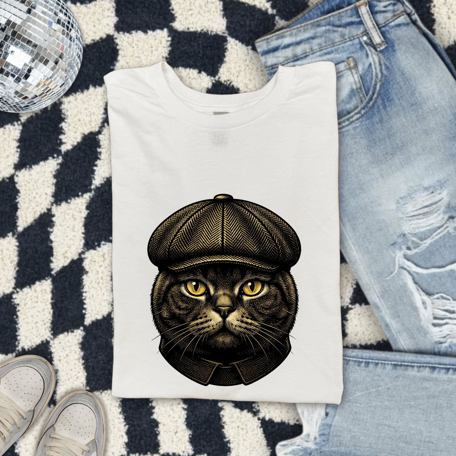 Striped Cat Shirt Cat Pet Gift Women Retro Tee Tabby Cat T-Shirt Cat Fan Feline Tshirt Animal Graphic Sketch Flat Cap Tshirt