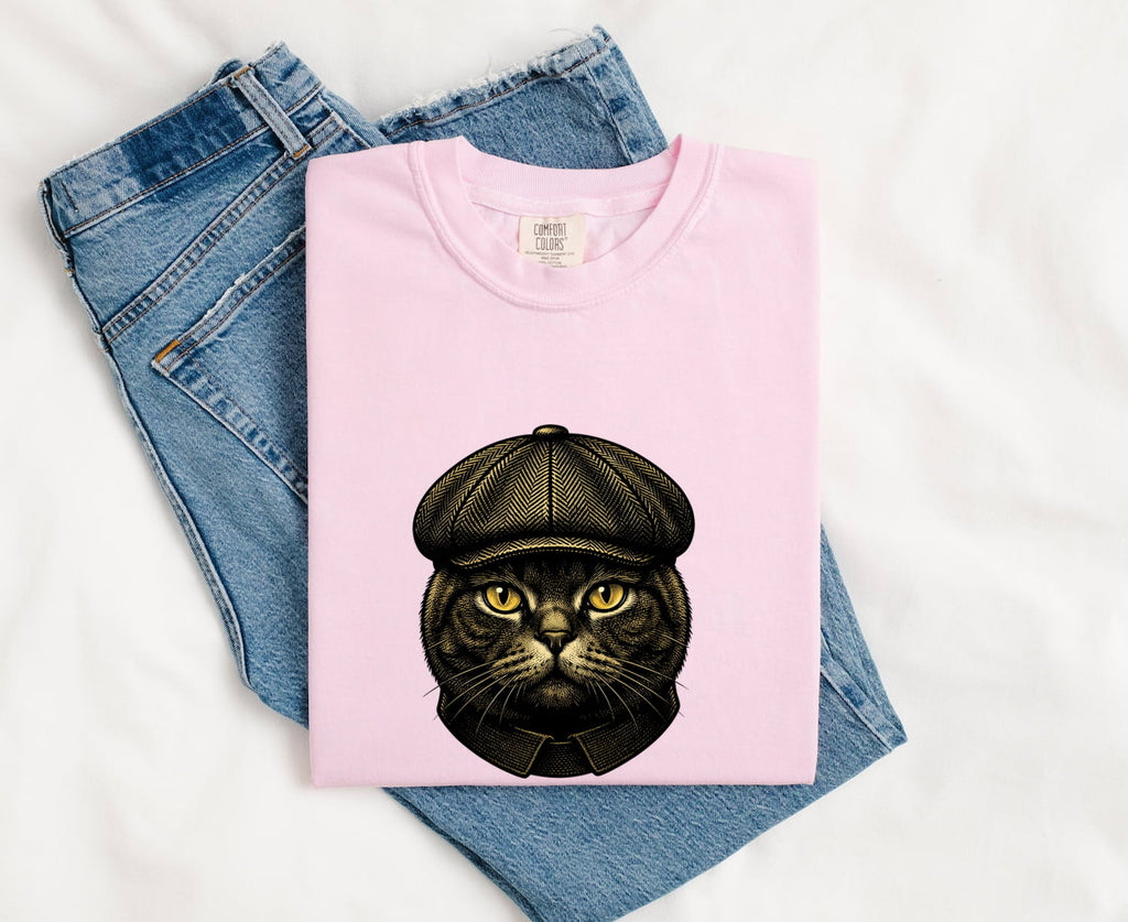 Striped Cat Shirt Cat Pet Gift Women Retro Tee Tabby Cat T-Shirt Cat Fan Feline Tshirt Animal Graphic Sketch Flat Cap Tshirt
