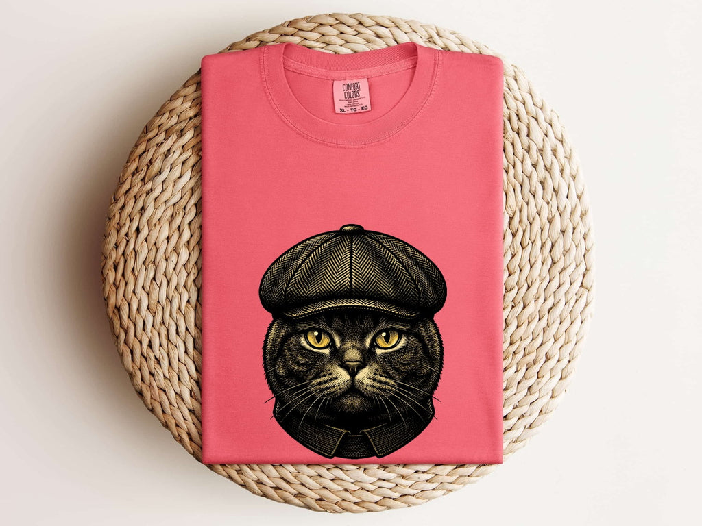 Striped Cat Shirt Cat Pet Gift Women Retro Tee Tabby Cat T-Shirt Cat Fan Feline Tshirt Animal Graphic Sketch Flat Cap Tshirt