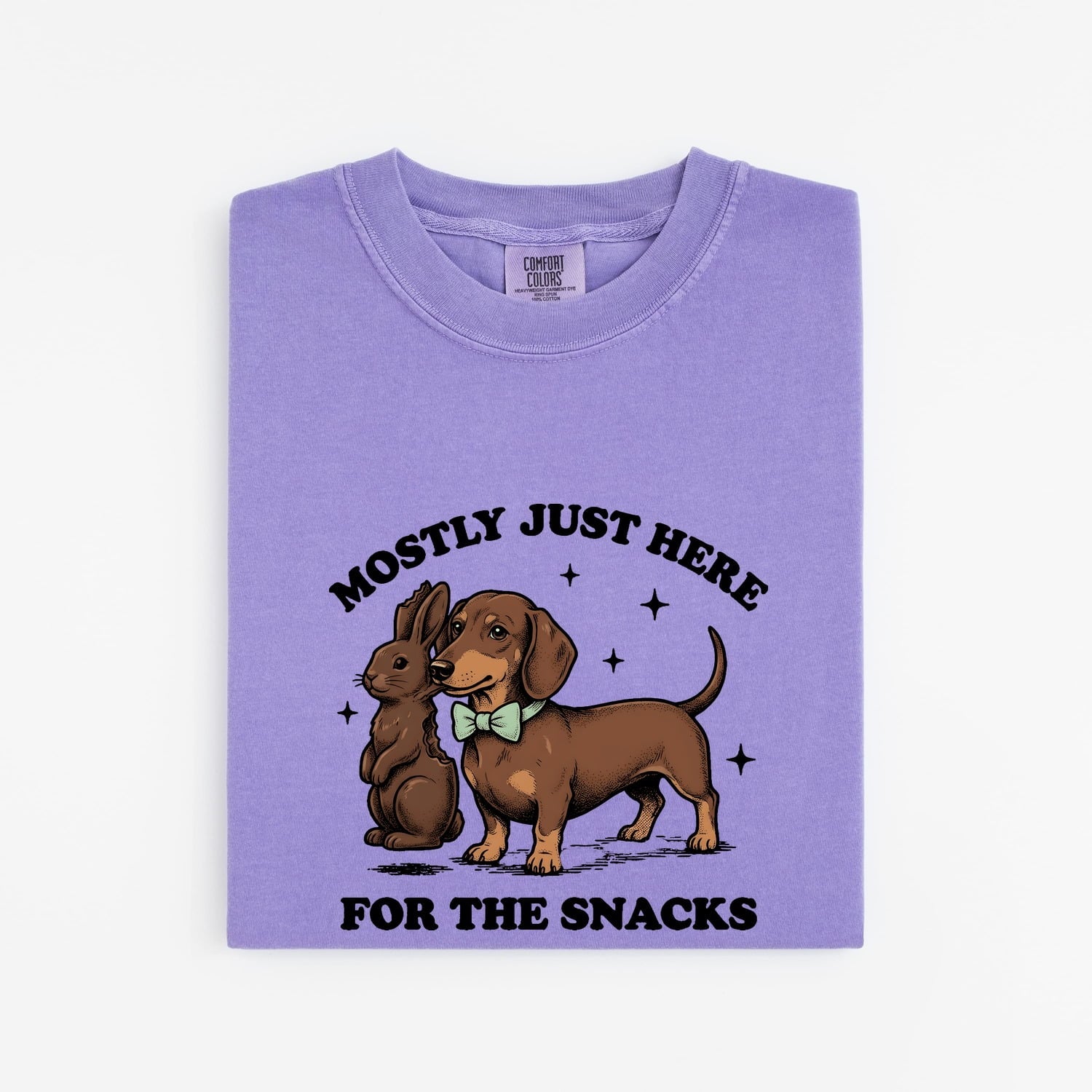Dachshund Rabbit Shirt Easter Pet Gift Women Retro Tee Wiener Dog T-Shirt Easter Fan Doxie Graphic Tshirt Sketch Sparkles Tshirt