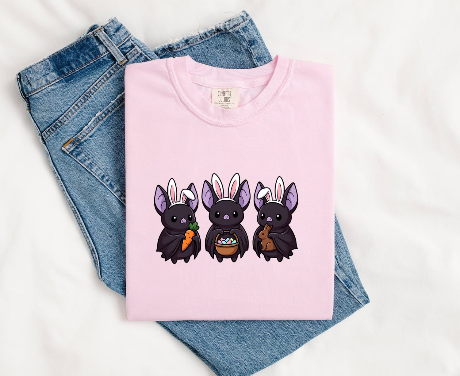Hare Ears Shirt Easter Pet Gift Women Playful Tee Bunny Ears T-Shirt Easter Fan Rabbit Tshirt Animal Graphic Caricature Treat Basket Tshirt