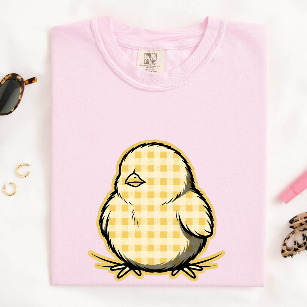 Baby Bird Shirt Easter Pet Gift Women Country Tee Chick T-Shirt Easter Fan Nestling Graphic Rustic Tshirt Classic Gingham Print Tshirt
