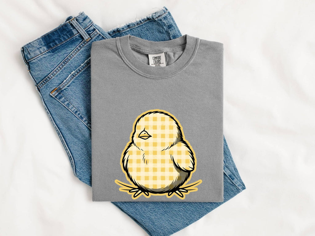 Baby Bird Shirt Easter Pet Gift Women Country Tee Chick T-Shirt Easter Fan Nestling Graphic Rustic Tshirt Classic Gingham Print Tshirt
