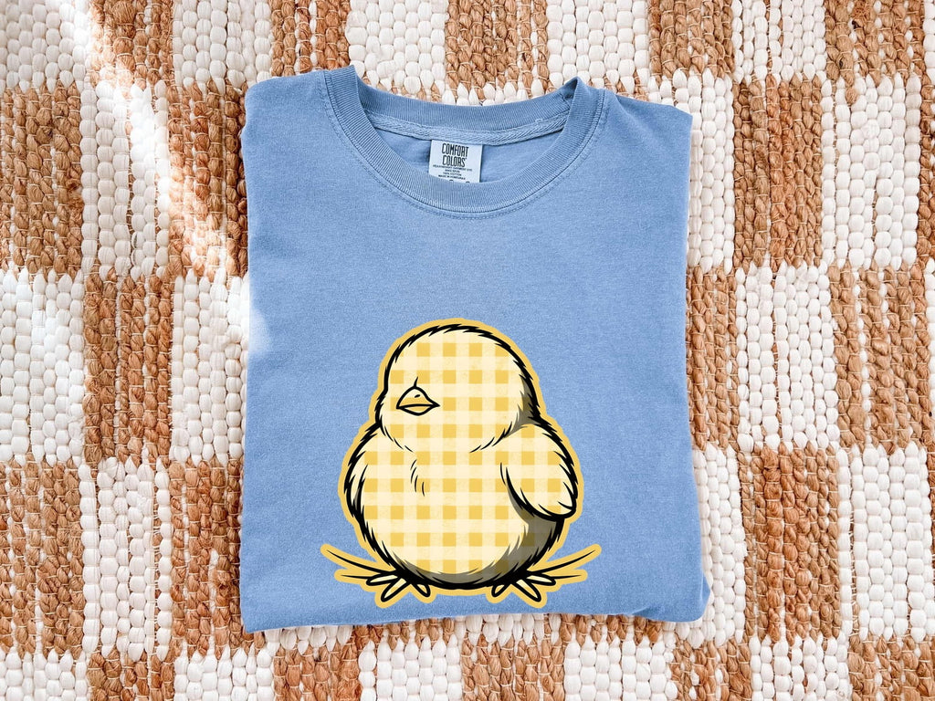 Baby Bird Shirt Easter Pet Gift Women Country Tee Chick T-Shirt Easter Fan Nestling Graphic Rustic Tshirt Classic Gingham Print Tshirt