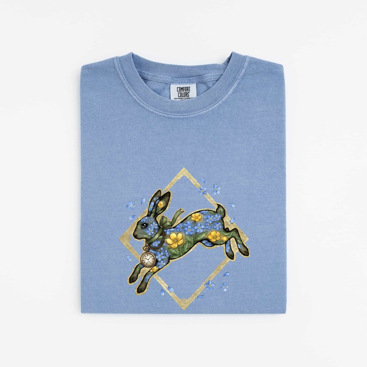 Flower Rabbit Shirt Easter Pet Gift Women Paint Tee Bunny T-Shirt Easter Fan Artistic Tshirt Animal Graphic Retro Watch Tshirt