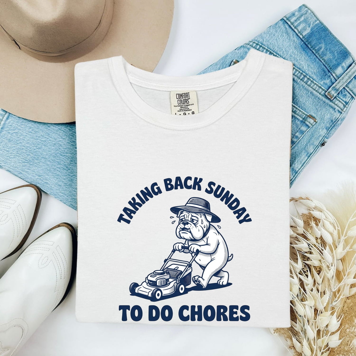 Bulldog Mower Shirt Funny Pet Gift Women Doodle Tee Lawn Mower T-Shirt Humor Fan Cartoon Tshirt Animal Graphic Classic Cap Tshirt