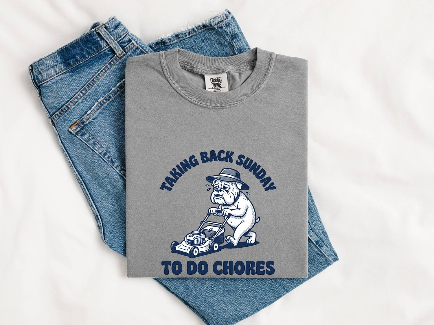 Bulldog Mower Shirt Funny Pet Gift Women Doodle Tee Lawn Mower T-Shirt Humor Fan Cartoon Tshirt Animal Graphic Classic Cap Tshirt