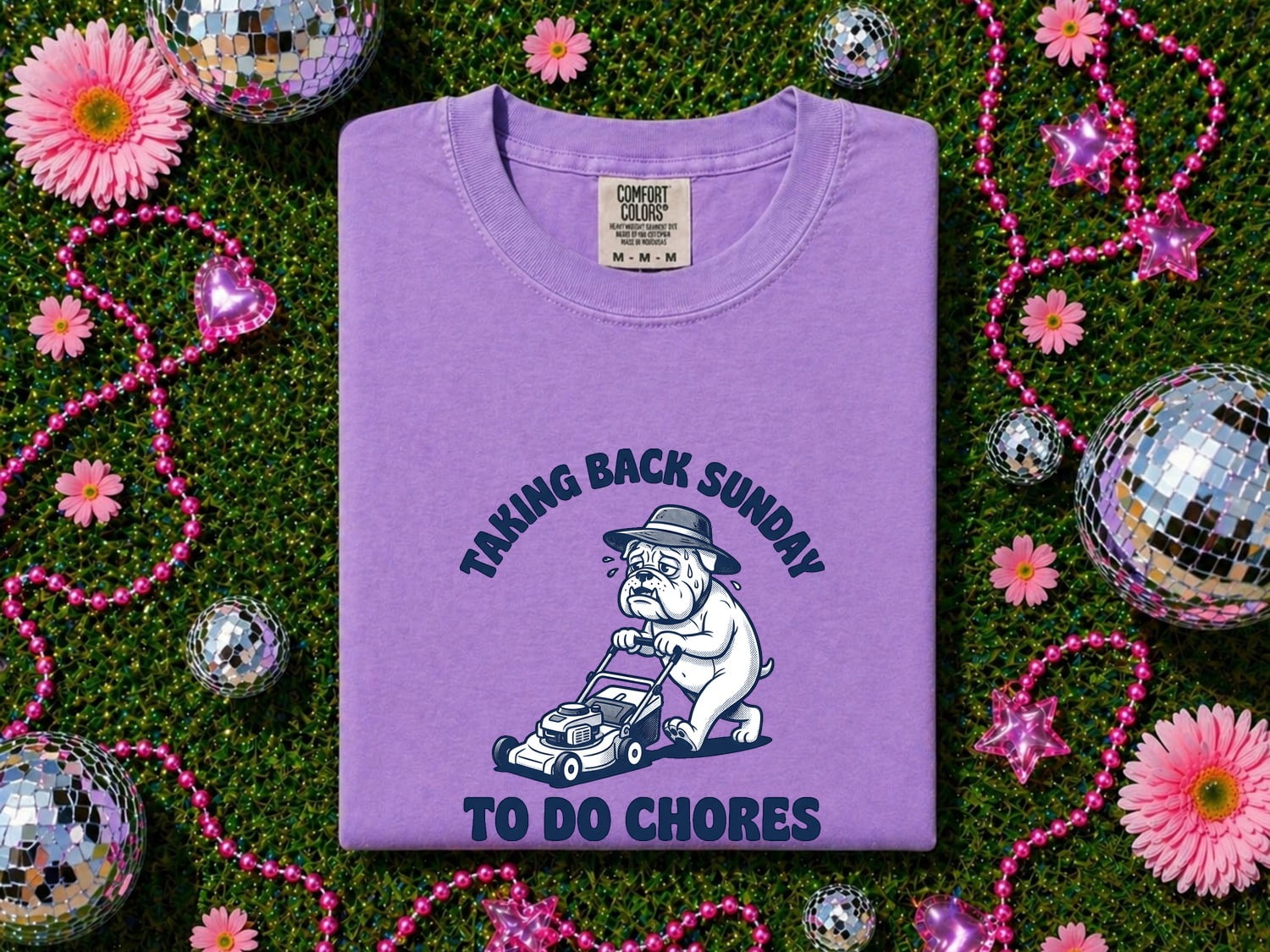 Bulldog Mower Shirt Funny Pet Gift Women Doodle Tee Lawn Mower T-Shirt Humor Fan Cartoon Tshirt Animal Graphic Classic Cap Tshirt