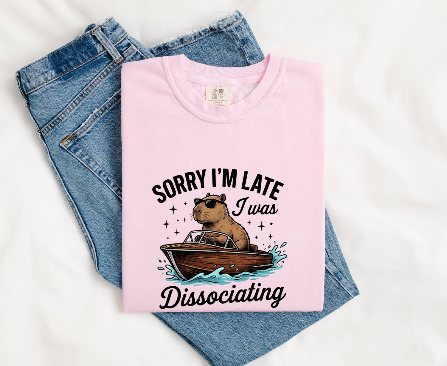 Capybara Canoe Shirt Funny Pets Gift Women Animated Tee Rodent T-Shirt Humor Fan Cartoon Tshirt Animal Graphic Classic Eyeglasses Tshirt