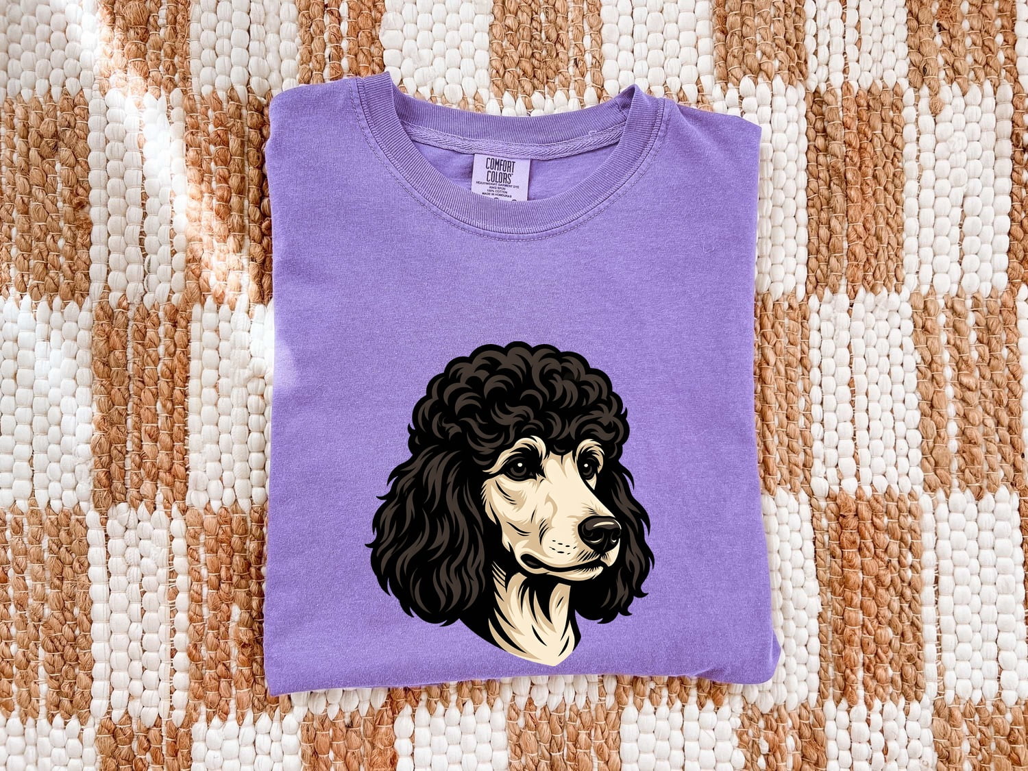 Poodle Dog Shirt Dog Pet Gift Women Bold Graphic Tee Poodle T-Shirt Dog Fan Canine Graphic Animal Design Vintage Fluffy Fur Tshirt
