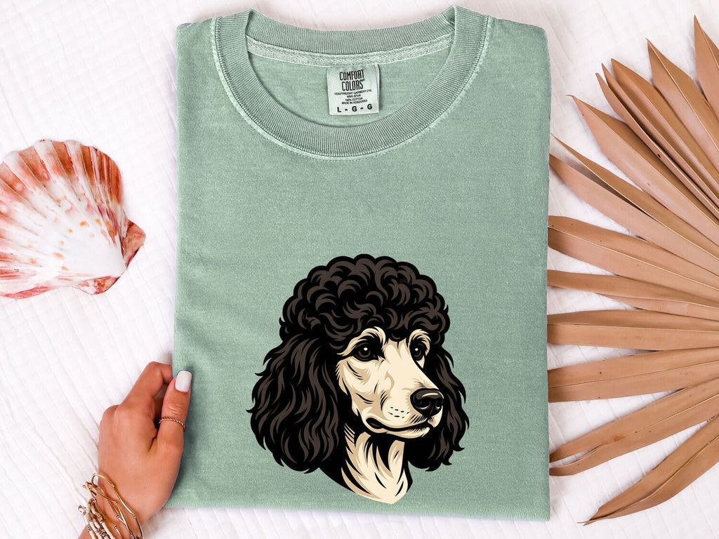 Poodle Dog Shirt Dog Pet Gift Women Bold Graphic Tee Poodle T-Shirt Dog Fan Canine Graphic Animal Design Vintage Fluffy Fur Tshirt