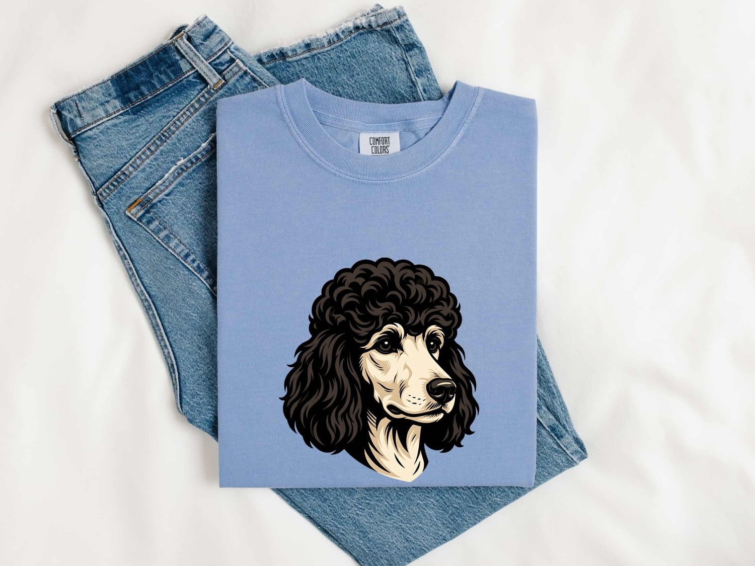 Poodle Dog Shirt Dog Pet Gift Women Bold Graphic Tee Poodle T-Shirt Dog Fan Canine Graphic Animal Design Vintage Fluffy Fur Tshirt