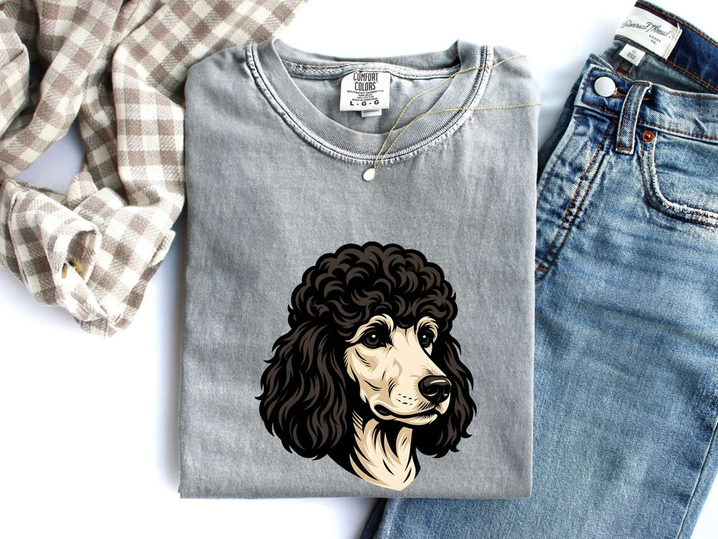 Poodle Dog Shirt Dog Pet Gift Women Bold Graphic Tee Poodle T-Shirt Dog Fan Canine Graphic Animal Design Vintage Fluffy Fur Tshirt